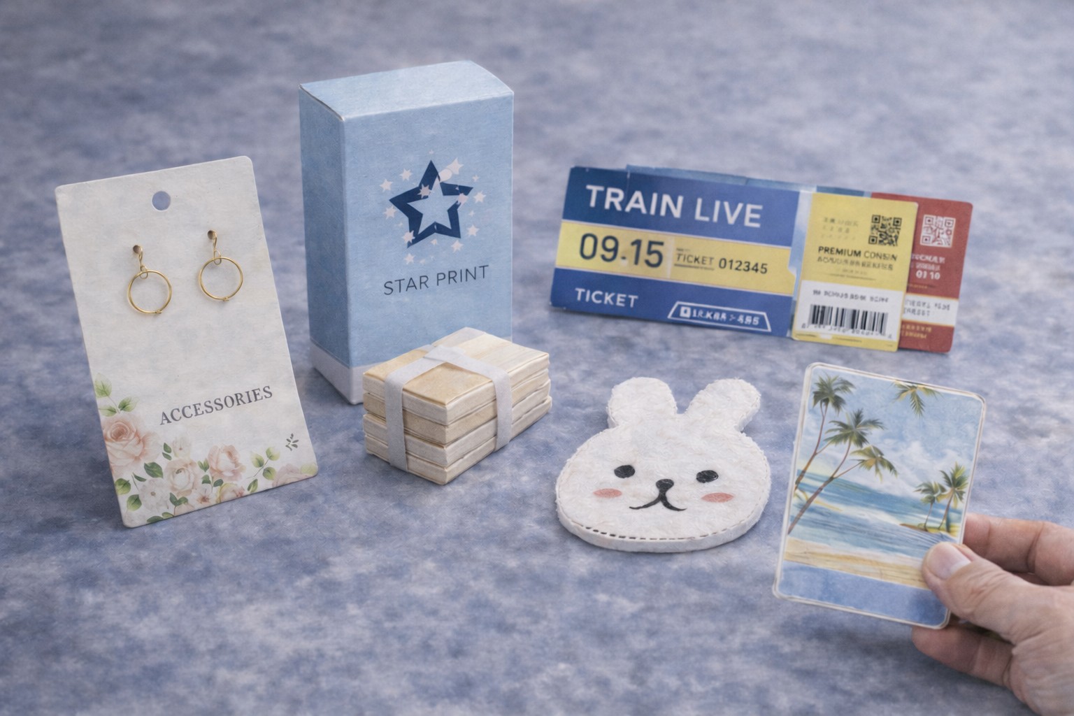 大阪 トムソン加工（抜き加工） 台紙・パッケージ・チケットの用途例